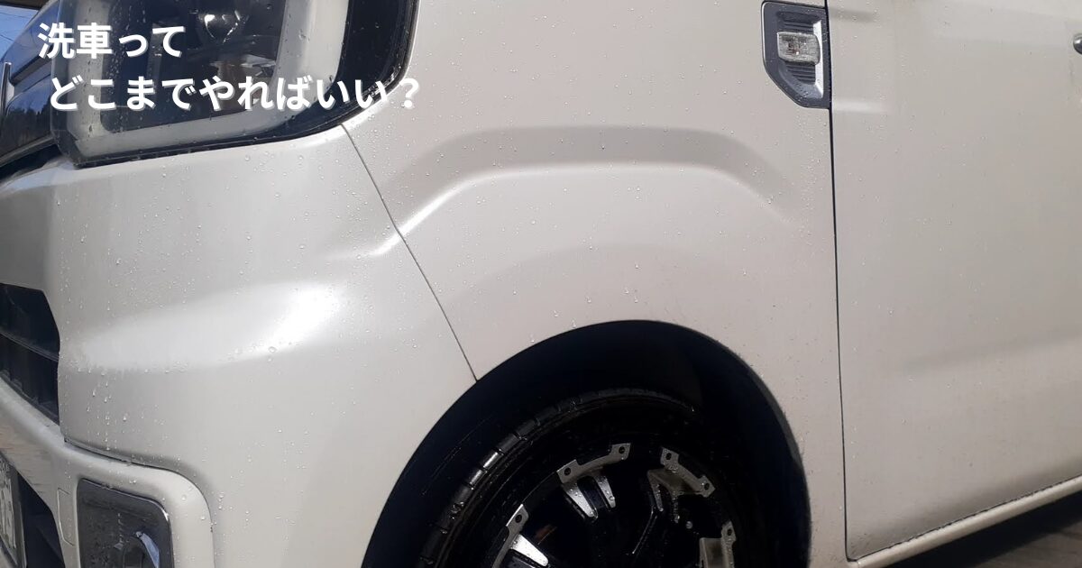 洗車後の白い車のボディに付いた水滴の状態